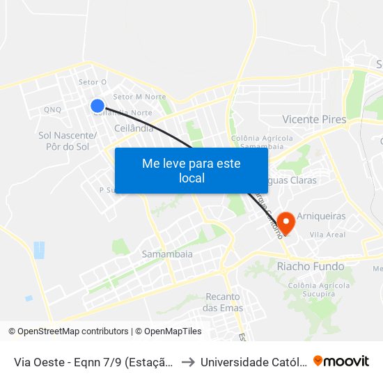 Via Oeste - Eqnn 7/9 (Estação Terminal Ceilândia) to Universidade Católica De Brasília map