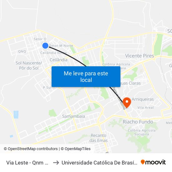 Via Leste - Qnm 10 to Universidade Católica De Brasília map