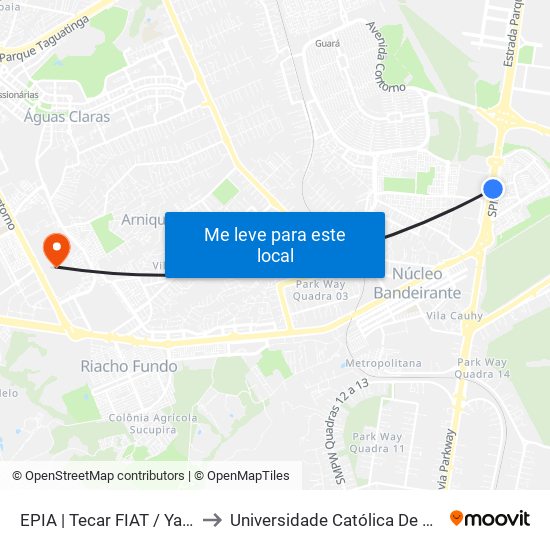 EPIA Sul | Concessionária Tecar Fiat / Yamaha to Universidade Católica De Brasília map