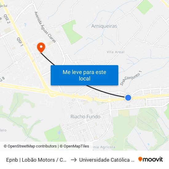 Epnb | Lobão Motors / Cancún Hotel to Universidade Católica De Brasília map