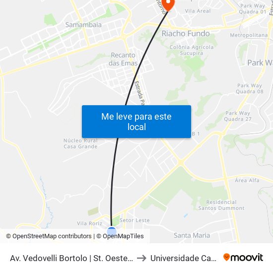 Av. Vedovelli Bortolo | St. Oeste, Qd. 11 (Feira Permanente) to Universidade Católica De Brasília map