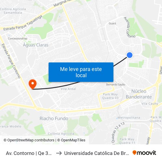 Av. Contorno | Qe 32/34 to Universidade Católica De Brasília map