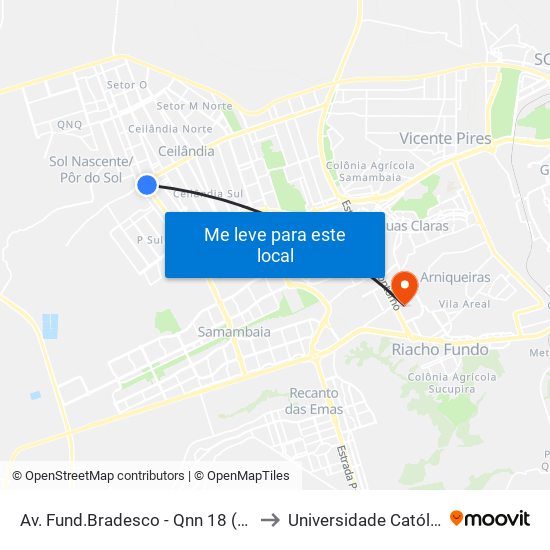 Av. Fund.Bradesco - Qnn 18 (Fundação Bradesco) to Universidade Católica De Brasília map