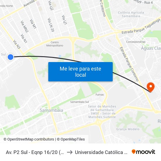 Av. P2 Sul - Eqnp 16/20 (Guarapari) to Universidade Católica De Brasília map