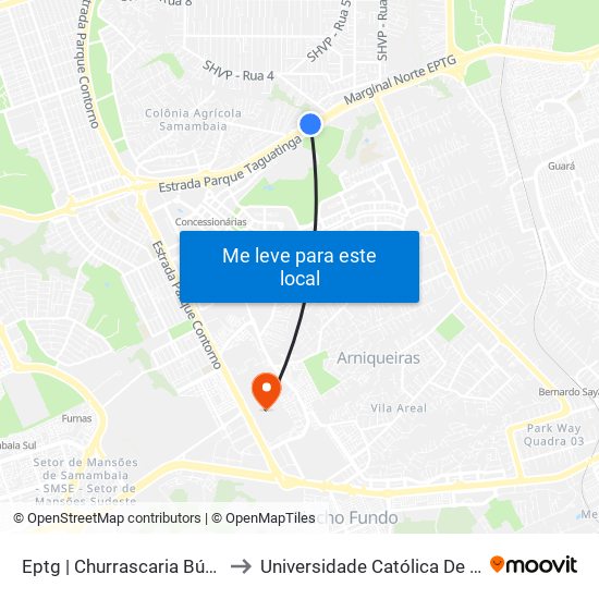 Eptg | Churrascaria Búfalo Bill to Universidade Católica De Brasília map