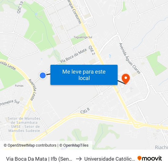 Via Boca Da Mata | Ifb (Sentido Taguatinga) to Universidade Católica De Brasília map