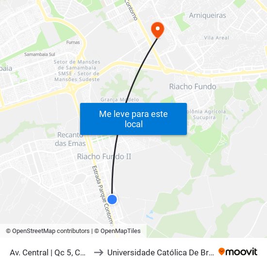 Av. Central | Qc 5, Conj. 3 to Universidade Católica De Brasília map