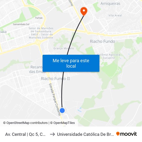 Av. Central | Qc 5, Conj. 9 to Universidade Católica De Brasília map