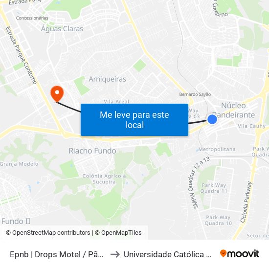 Epnb | Drops Motel / Pão Dourado to Universidade Católica De Brasília map
