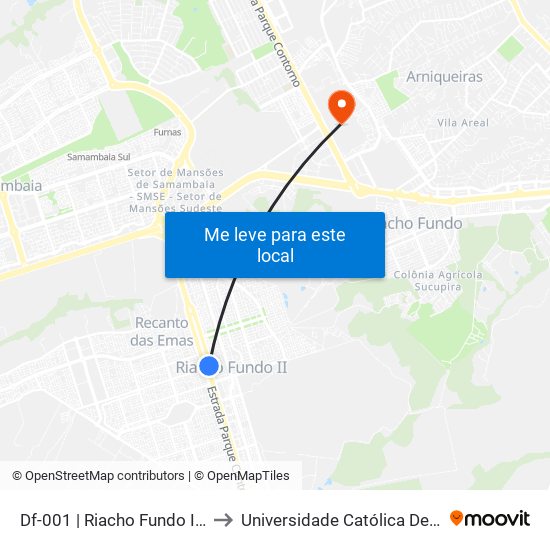 Df-001 | Riacho Fundo Ii, Qn 5a to Universidade Católica De Brasília map