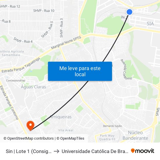 Sin | Lote 1 (Consigás) to Universidade Católica De Brasília map