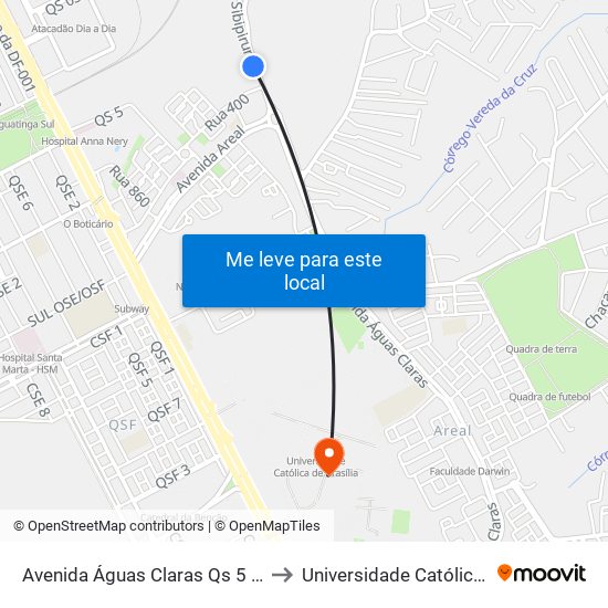 Avenida Águas Claras Qs 5 Rua 400, 2-286 to Universidade Católica De Brasília map