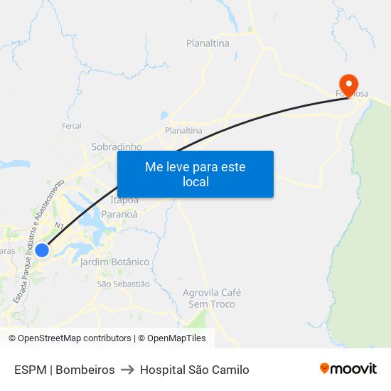 ESPM | Bombeiros to Hospital São Camilo map