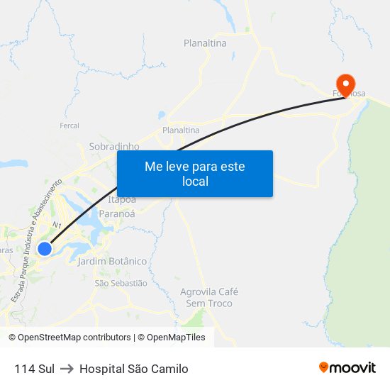 114 Sul to Hospital São Camilo map