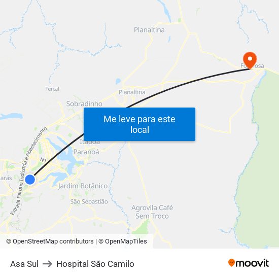 Asa Sul to Hospital São Camilo map