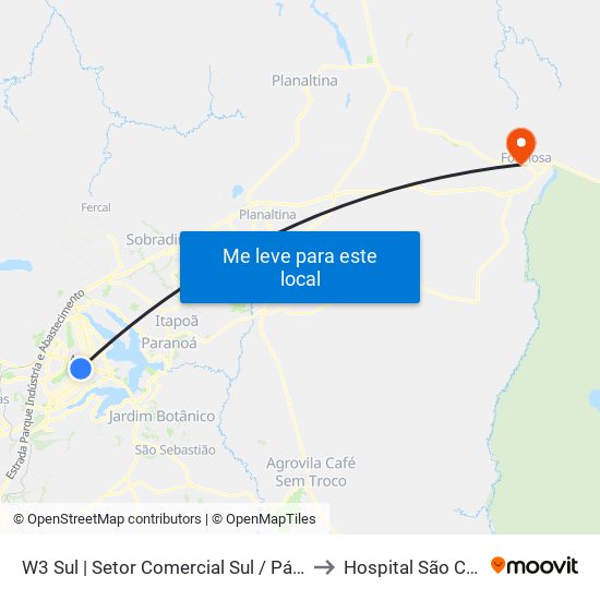 W3 Sul | Setor Comercial Sul / Pátio Brasil to Hospital São Camilo map