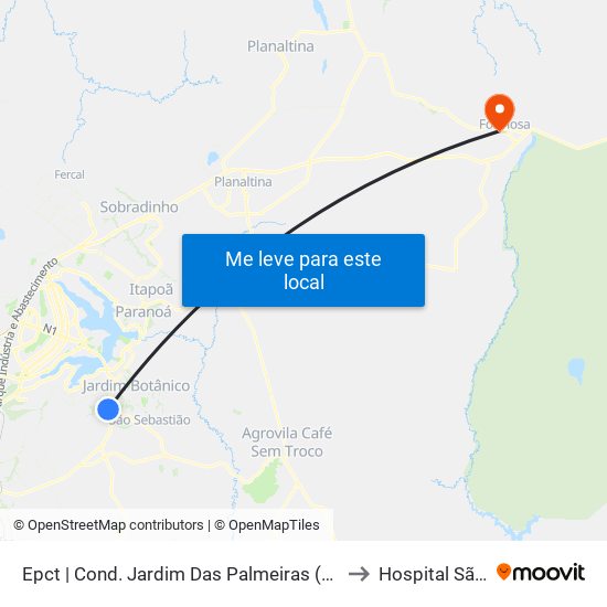 Epct | Cond. Jardim Das Palmeiras (Sentido São Sebastião) to Hospital São Camilo map