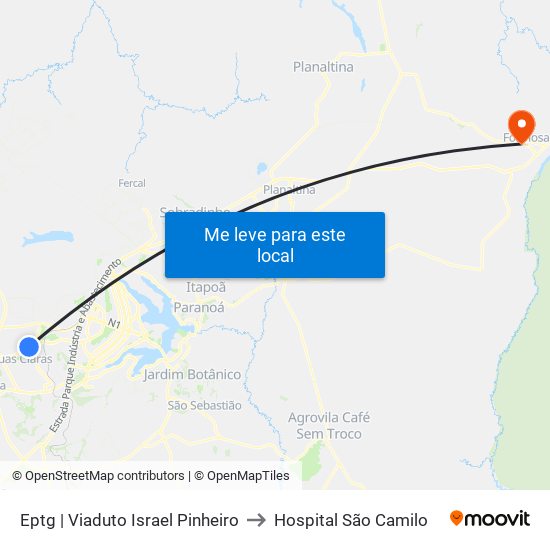 Eptg | Viaduto Israel Pinheiro to Hospital São Camilo map