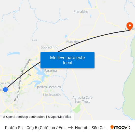 Pistão Sul | Csg 5 (Católica / Estácio) to Hospital São Camilo map