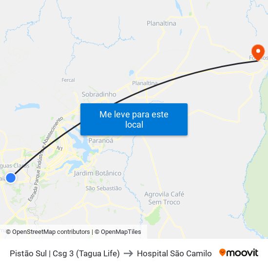 Pistão Sul | Csg 3 (Tagua Life) to Hospital São Camilo map