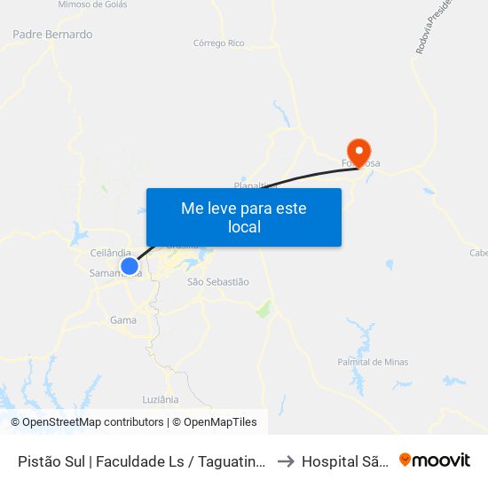 Pistão Sul | Faculdade Ls / Taguatinga Shopping / Cobasi to Hospital São Camilo map