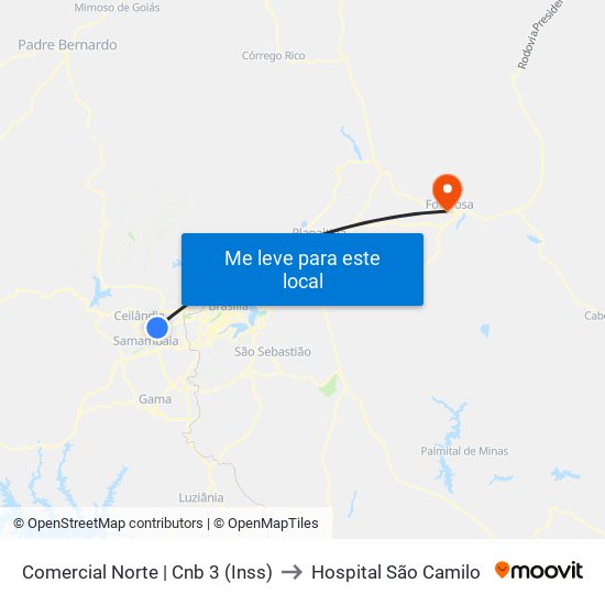 Comercial Norte | Cnb 3 (Inss) to Hospital São Camilo map
