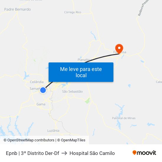 Epnb | 3º Distrito Der-Df to Hospital São Camilo map