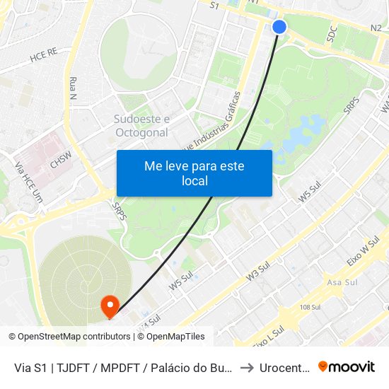 Via S1 | Tjdft / Mpdft / Palácio Do Buriti to Urocentro map