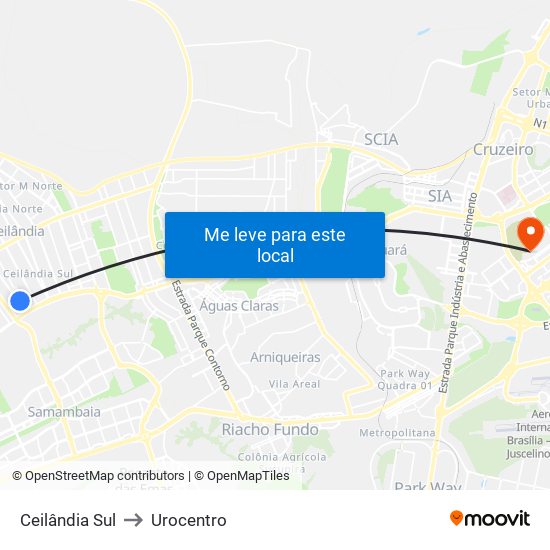 Ceilândia Sul to Urocentro map
