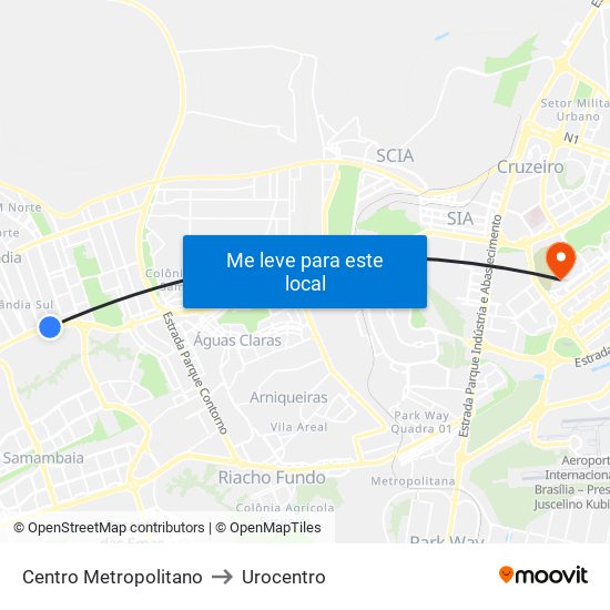 Centro Metropolitano to Urocentro map