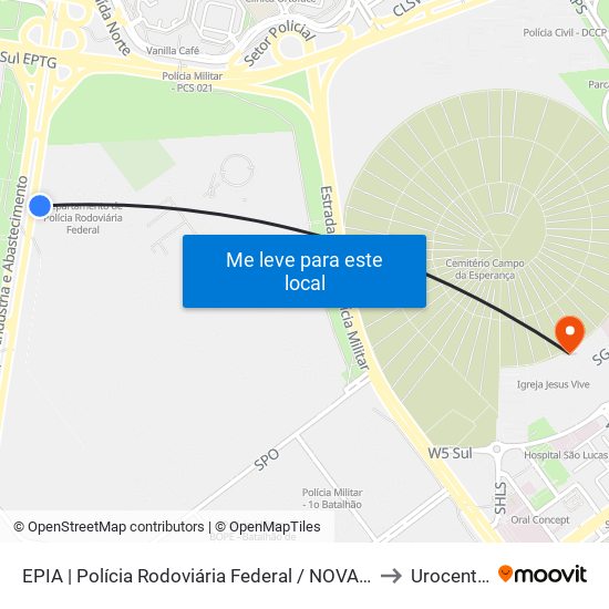 Epia Sul | Sede Prf / Novacap to Urocentro map