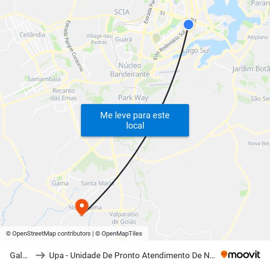 Galeria to Upa - Unidade De Pronto Atendimento De Novo Gama map