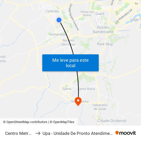 Centro Metropolitano to Upa - Unidade De Pronto Atendimento De Novo Gama map