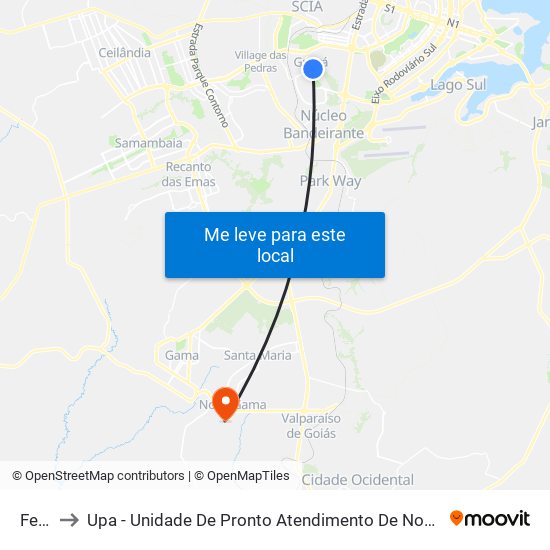 Feira to Upa - Unidade De Pronto Atendimento De Novo Gama map