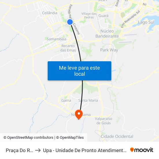 Praça Do Relógio to Upa - Unidade De Pronto Atendimento De Novo Gama map