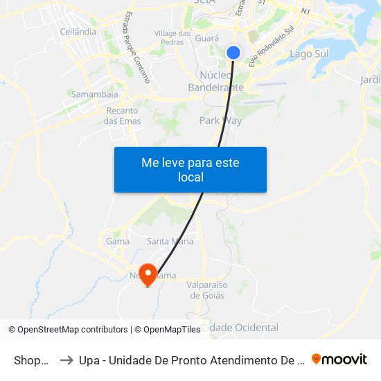 Shopping to Upa - Unidade De Pronto Atendimento De Novo Gama map