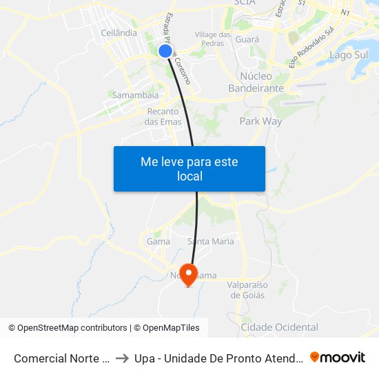 Comercial N. | CNB 3 (INSS) to Upa - Unidade De Pronto Atendimento De Novo Gama map