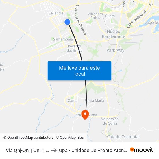 Via Qnj-Qnl | Qnl 1 (Ubs 3 / Ced 6) to Upa - Unidade De Pronto Atendimento De Novo Gama map