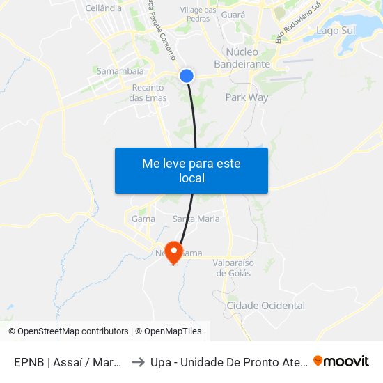 Epnb | Assaí / Mardisa / Café Do Sítio to Upa - Unidade De Pronto Atendimento De Novo Gama map