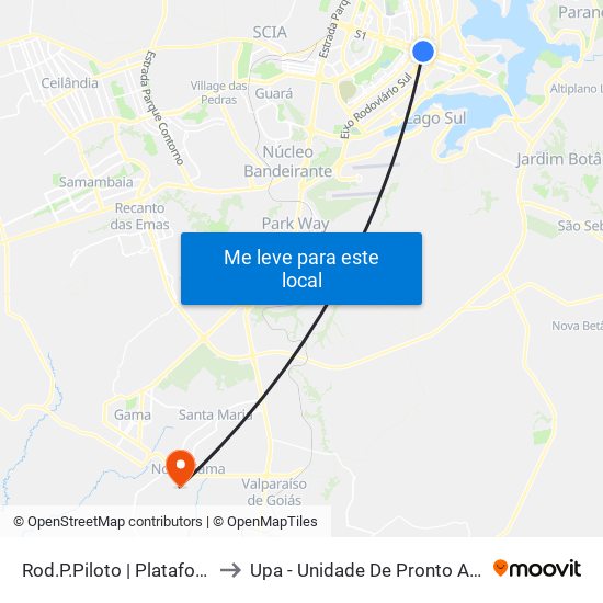 Rod.P.Piloto | Plataforma D (Entorno) to Upa - Unidade De Pronto Atendimento De Novo Gama map