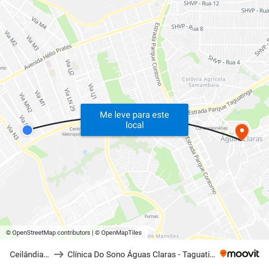 Ceilândia Sul to Clínica Do Sono Águas Claras - Taguatinga - Df map