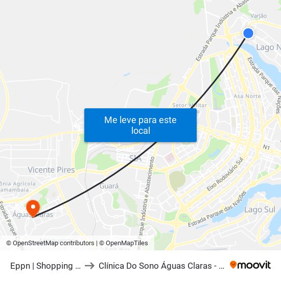 Eppn | Shopping Iguatemi to Clínica Do Sono Águas Claras - Taguatinga - Df map