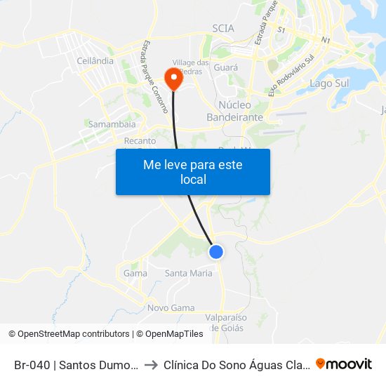 BR-040 | Santos Dumont (Lado Oposto) to Clínica Do Sono Águas Claras - Taguatinga - Df map