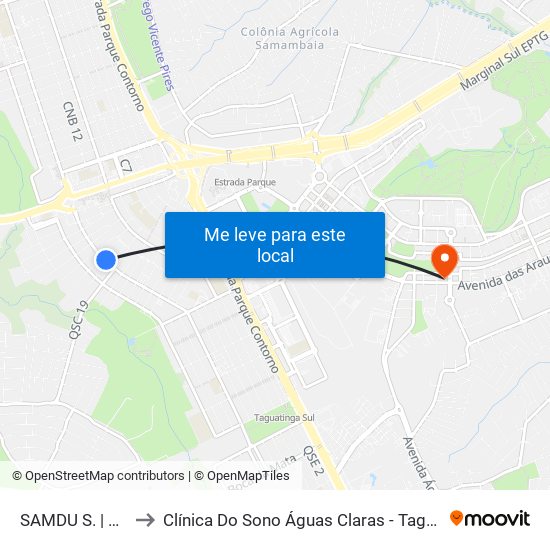 Samdu Sul | Qsb 7 to Clínica Do Sono Águas Claras - Taguatinga - Df map