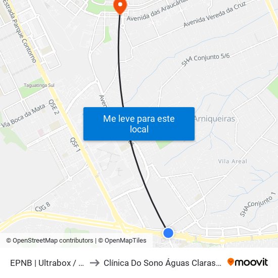 EPNB | Ultrabox / Riacho Mall to Clínica Do Sono Águas Claras - Taguatinga - Df map