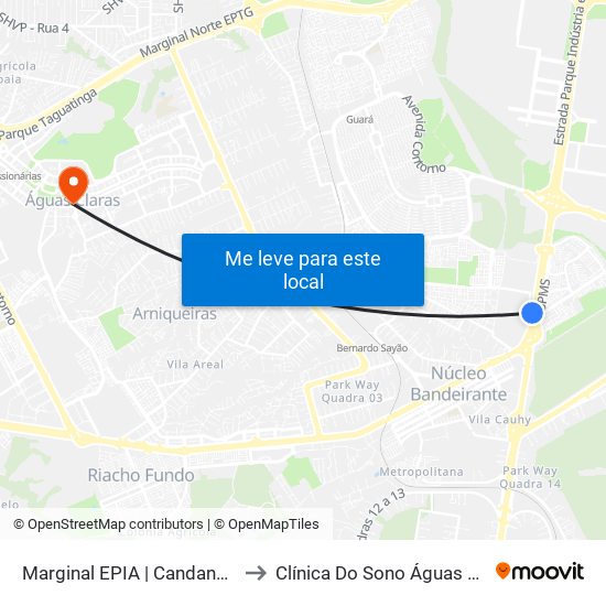 Marginal EPIA Sul | Candangolândia «Oposto» to Clínica Do Sono Águas Claras - Taguatinga - Df map