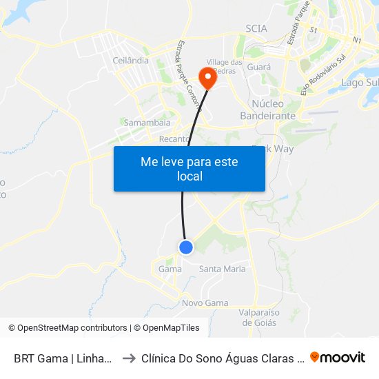 BRT Gama | Linhas Circulares to Clínica Do Sono Águas Claras - Taguatinga - Df map