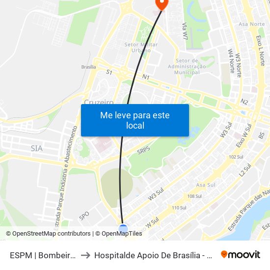 ESPM | Bombeiros to Hospitalde Apoio De Brasília - Hab map