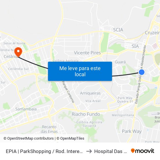 EPIA | ParkShopping / Rod. Interestadual / Assaí to Hospital Das Clínicas map