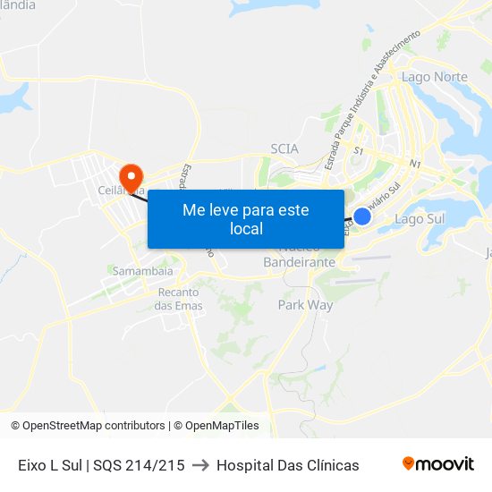 Eixo L Sul | Sqs 214/215 to Hospital Das Clínicas map